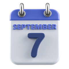 7th September Calendar Icon 3D Render