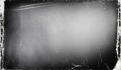 Obraz premium Black and white grunge textured background with scratches and white borders.