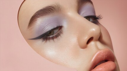 Fototapeta premium Gentle Makeup Look with Lavender and Peach Tones