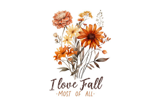 I love fall most of all, Fall Quote PNG Sublimation