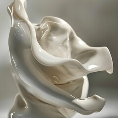 white and shiny vase sculpture on white background	