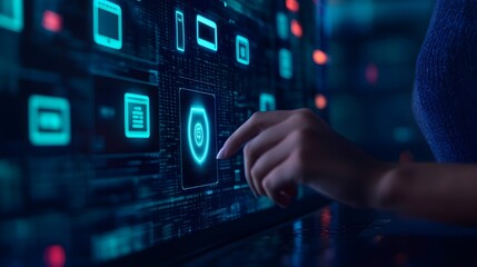 Obraz premium Cybersecurity Protection Digital Shield