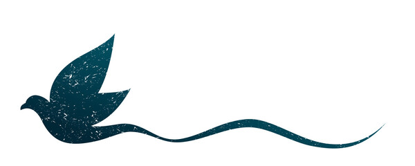 The stylized seagull symbol in the sea.
