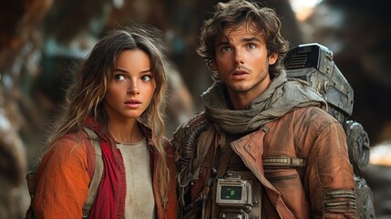 Fototapeta premium A Couple in a Post-Apocalyptic World