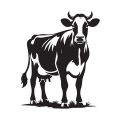 Dairy Cow silhouette vector art illustration