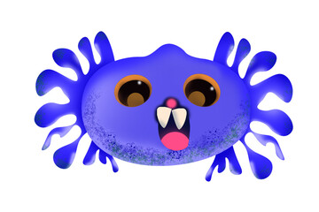 Germ Vector design. Cartoon vector. Blue monster like cartoon.