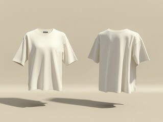 A minimalistic display of a plain white t-shirt shown from both the front and back, symbolizing simplicity, fashion, and apparel design. Ideal for concepts of clothing and fashion mockups.