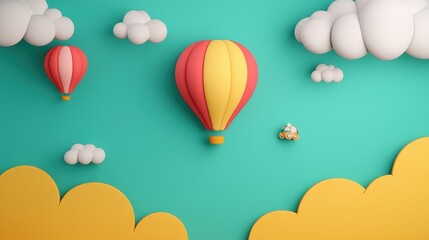 Imagination Unleashed: Cartoon Character's Wildest Dreams Come to Life in Vibrant with Copy Space