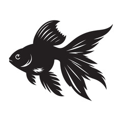 Goldfish silhouette vector art illustration