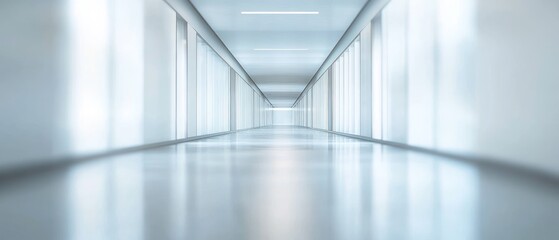Fototapeta premium Hallway With Glass Walls and Bright Lighting
