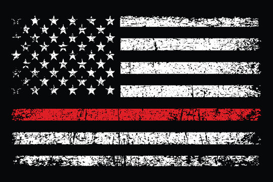 Thin Red Line Flag. Fire Fighter Department Flag