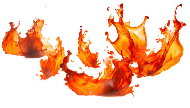 Flame Splashes on a white isolated background. Generative AI. - Powered by Adobe