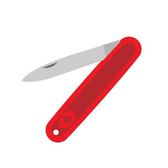 Swiss knife travel red illustration. Tourist camping knife ,knife camping set cartoon. equipment camp, tent outdoor, hiking summer knife camping sign. vector.