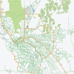 Road map of El Paso in Texas. Contains layered vector with roads water, parks, etc.