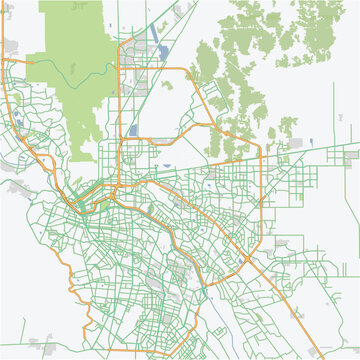 Road map of El Paso in Texas. Contains layered vector with roads water, parks, etc.