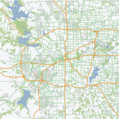 Fototapeta premium Road map of Fort Worth in Texas. Contains layered vector with roads water, parks, etc.