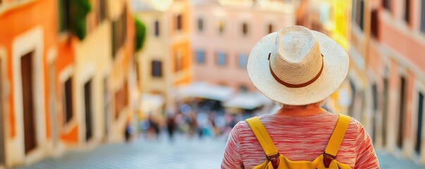 Elderly person exploring the historic streets of Rome
