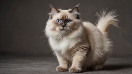 Cute ragdoll cat in motion, transparent PNG