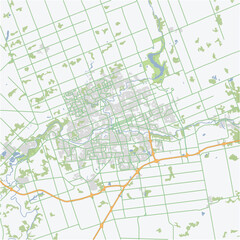 Road map of London in Canada. Contains layered vector with roads water, parks, etc.