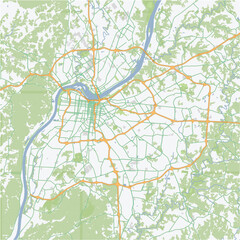 Fototapeta premium Road map of Louisville in Kentucky. Contains layered vector with roads water, parks, etc.