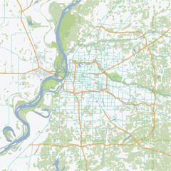 Road map of Memphis in Tennessee. Contains layered vector with roads water, parks, etc.
