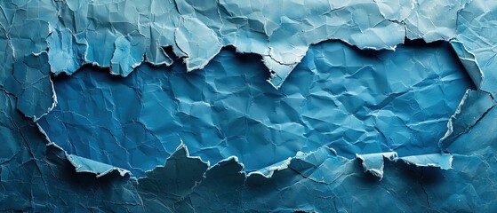 Obraz premium blue paper torn in the center 