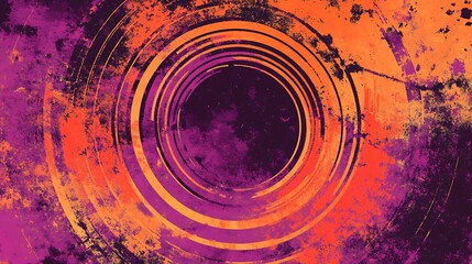 Abstract Grunge Background with Orange and Purple Circles