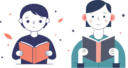  A person reading a book vector illustration 