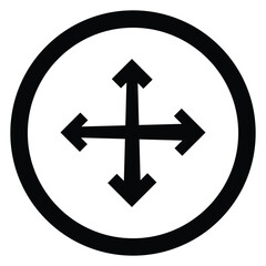 Artistic modern black arrow and circle stroke vector design isolated on a white square background