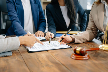 Business team and Male lawyer or judge consult having team meeting with client, Law and Legal services