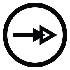 Artistic modern black arrow and circle stroke vector design isolated on a white square background