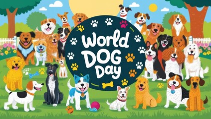 Fototapeta premium A vibrant and colorful illustration celebrating World dog day