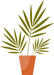 Illustration of a potted palm plant with green fronds in a terracotta pot, symbolizing indoor gardening and decor.