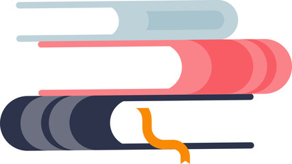 Stack of three colorful books with a bookmark, symbolizing reading, education, and knowledge.