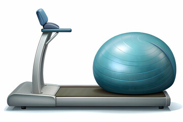 Photo Realistic as Treadmill and meditation cushion concept as A treadmill and a meditation cushion combining physical fitness with mental wellness perfect for vector designs on an isolated white back