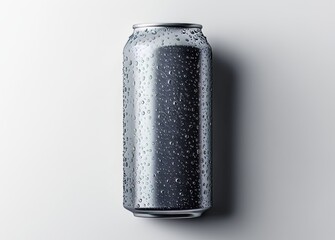 The ideal cold aluminum beer can mockup with drops, 330 ml, rendered in 3D. The ideal fresh soda tin packaging mockup with condensate, isolated on white.