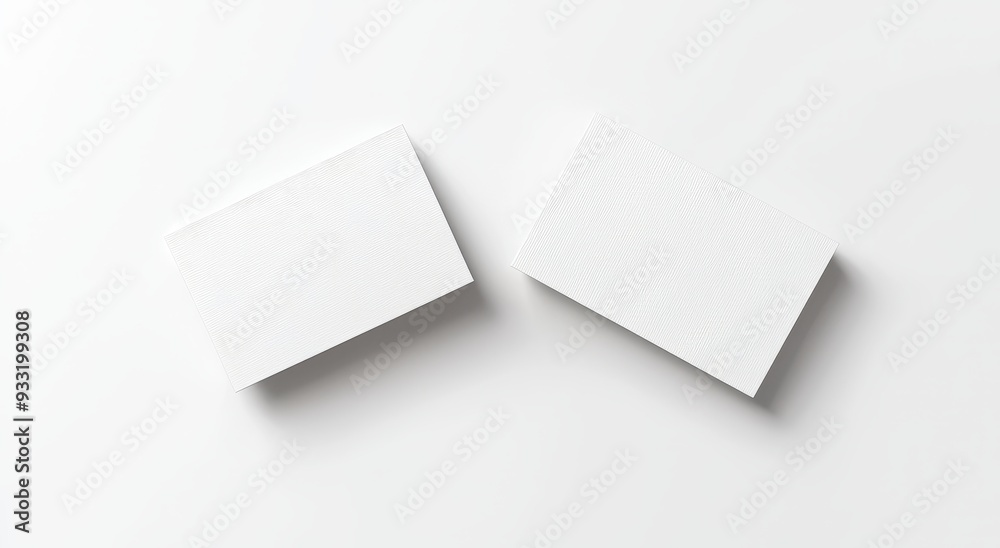 Aufkleber A mockup of white two business cards, top view and isolated, with 3D rendering. A mockup of the front and back of the namecard. A template for creating a call sheet for including the company name,