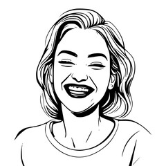 "girl silhouette laughing" in black and white vector style