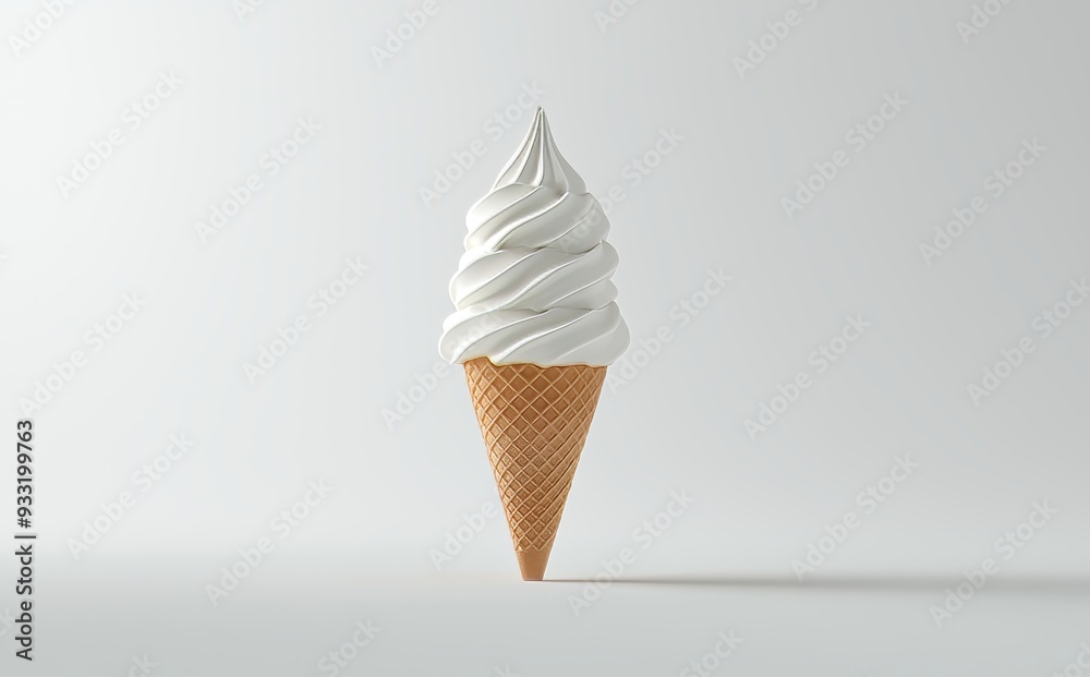 Aufkleber mockup of empty creamy gelato pack with white ice cream cone, front view, 3d rendering. design for w