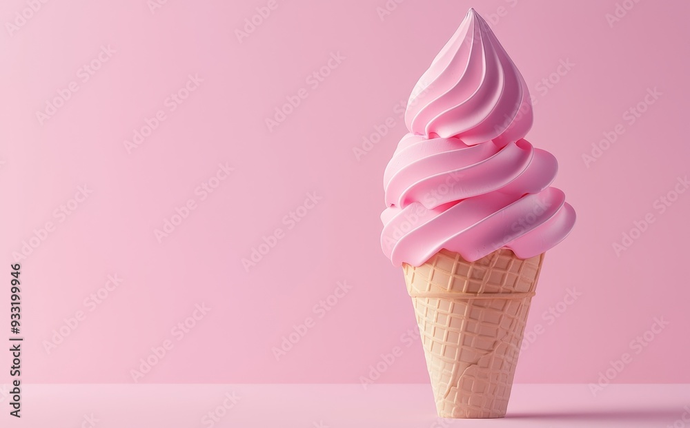 Aufkleber the template shows a white ice cream cone isolated on pink background. empty strawberry or raspberry