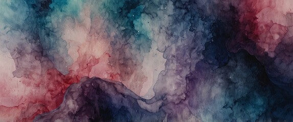 Naklejka premium A fluid abstract watercolor with overlapping layers of blue, purple, and pink.