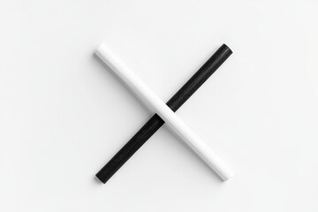 Isolated black and white paper straw mockup isolated in 3D. Clear drink pipe mock up lies. Empty eco party tube for cocktails.