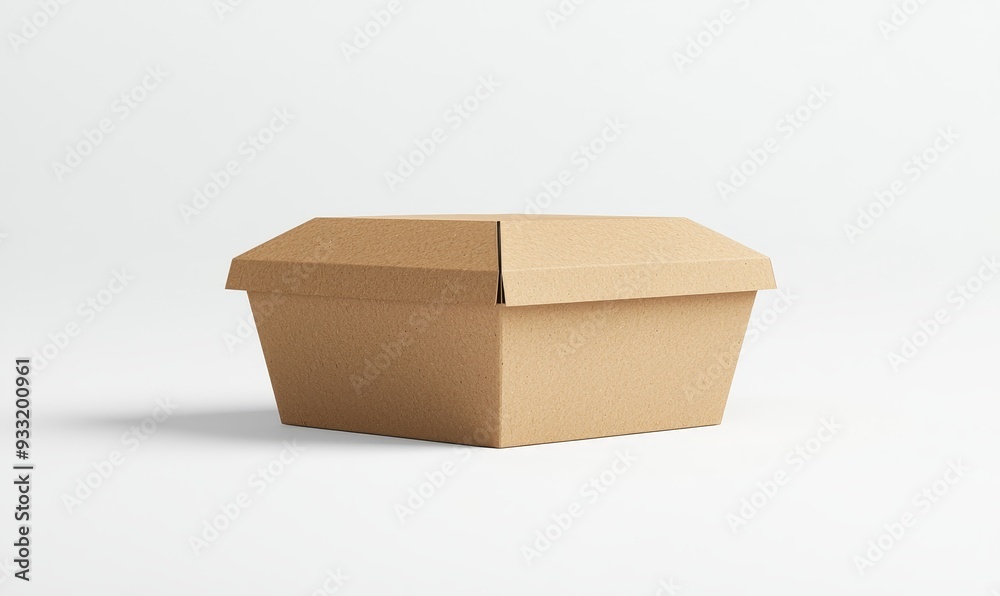Poster craft burger box mockup, isolated, side view, 3d rendering. empty cardboard container mockup for ham