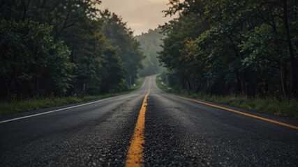 A long highway stretching infinitely offering a serene and limitless path ahead with copy space image.