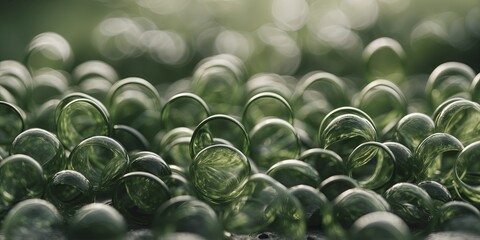 A dreamy abstract landscape of overlapping circles in shades of green.