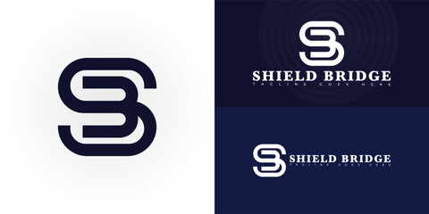 Abstract initial letter SB or BS in blue color isolated on multiple background colors. The logo is suitable for personal injury law firm logo design inspiration templates.