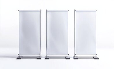 An isolated white presswall mockup with a blank front and side view