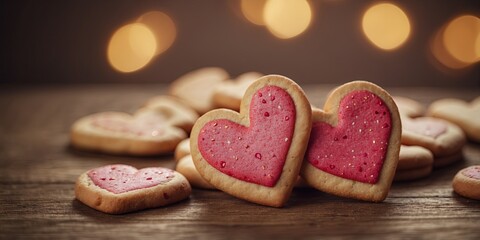 heart shaped cookies - valentines day concept with copy space.