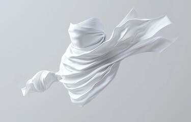 This mockup represents a blank white folded neck gaiter with a half-turned view and no gravity involved