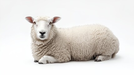 Obraz premium a sheep laying down on a white background